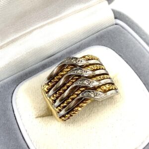 18金 プラチナ K18 Pt900 コンビ ダイヤ リング